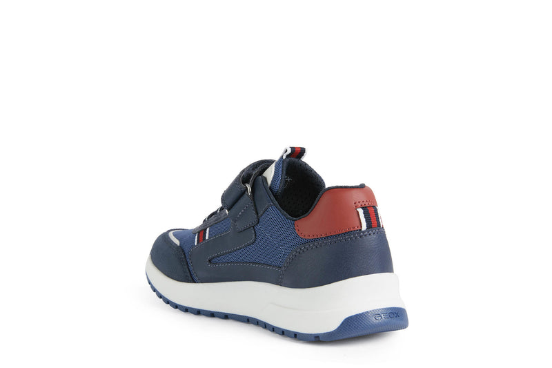 GEOX KIDS J25GMB J BRIEZEE Navy/Red Velcro Trainer