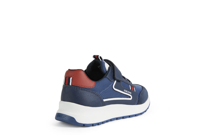 GEOX KIDS J25GMB J BRIEZEE Navy/Red Velcro Trainer