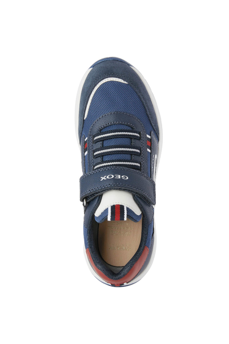 GEOX KIDS J25GMB J BRIEZEE Navy/Red Velcro Trainer