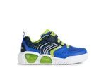 GEOX KIDS J ILLUMINUS Boy's Royal/Lime Velcro Trainer with Lights