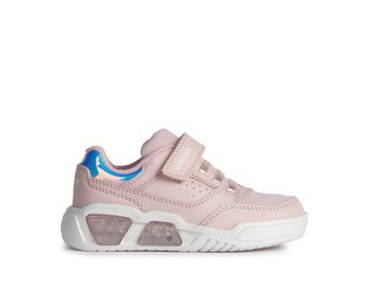 GEOX KIDS J ILLUMINUS Girl's Lt Rose Pink/White Light Up Trainer