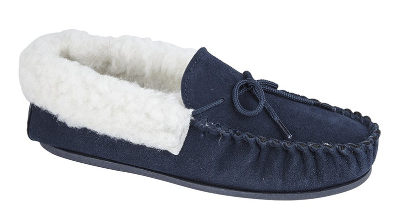 MOKKERS WOMENS LS338NC Navy Suede Moccasin Slipper