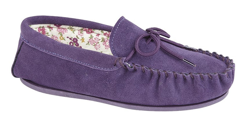 MOKKERS WOMENS LS339P Purple Suede Moccasin Slipper