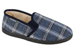 DUNLOP MENS MS393CK MARTYN Navy Check Twin Gusset Slipper