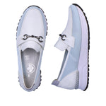 RIEKER WOMENS N7455-80 MESH White/Pale Blue Slip-On Loafer