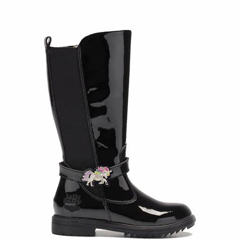 LELLI KELLY LK6664 Marylin Black Patent Knee High Boots