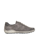 REMONTE WOMENS R1402-44  LIV Grey Metallic leather TEX Lace-Up Shoe