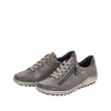 REMONTE WOMENS R1402-44  LIV Grey Metallic leather TEX Lace-Up Shoe