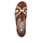 REMONTE WOMENS R7601-24 LUGANO Tan/Nude Leather Closed Sandal