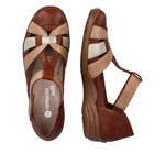 REMONTE WOMENS R7601-24 LUGANO Tan/Nude Leather Closed Sandal