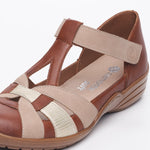 REMONTE WOMENS R7601-24 LUGANO Tan/Nude Leather Closed Sandal