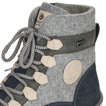 REMONTE WOMENS R8481-40 COLUMBO Grey Combination Lace-Up Ankle Boot