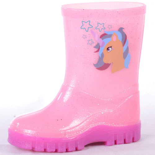 STORMWELLS KIDS W216PK UNICORN Pink Sparkle Puddle Wellie