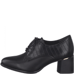 TAMARIS WOMENS 23301-29 Black/Crocco Leather Lace-Up Heeled Shoe