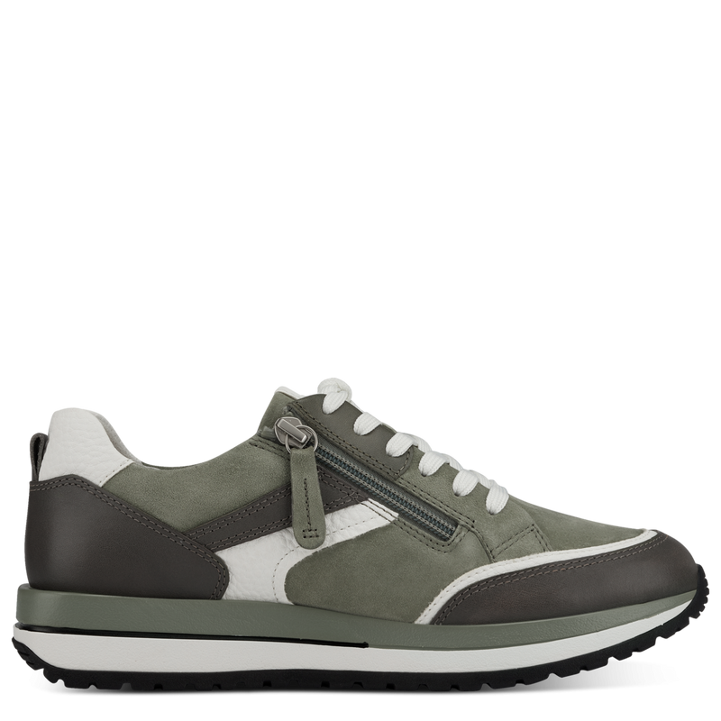 TAMARIS WOMENS 23797/30 761 BONNI Olive Combination Leather Trainer