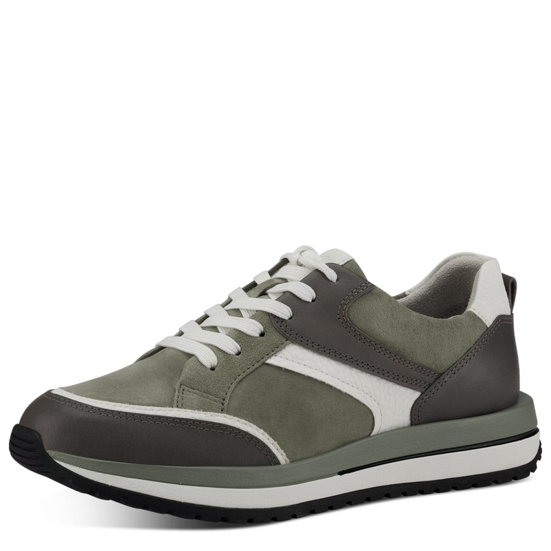 TAMARIS WOMENS 23797/30 761 BONNI Olive Combination Leather Trainer