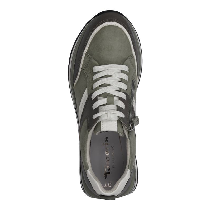 TAMARIS WOMENS 23797/30 761 BONNI Olive Combination Leather Trainer