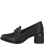 TAMARIS WOMENS 24408-29 Black Leather Slip-On Heeled Shoe