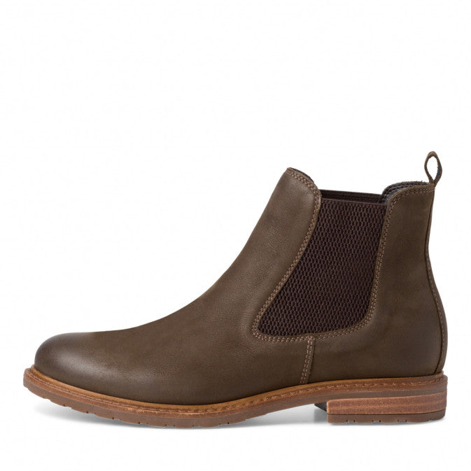 TAMARIS WOMENS 1/1-25056/27 799 Dk Olive/Moc Leather Ankle Boot
