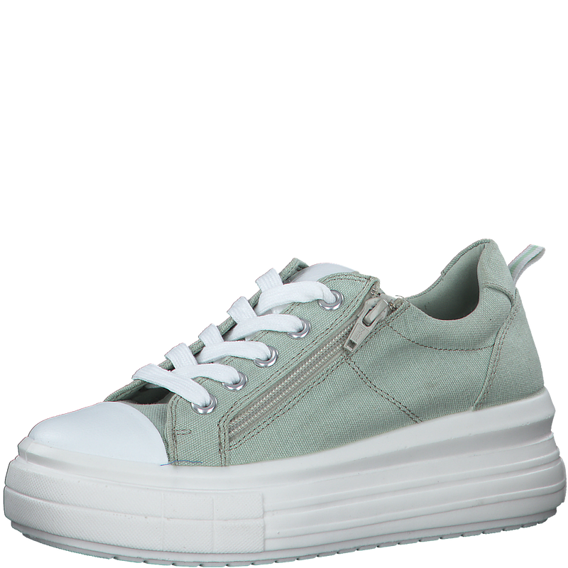 MARCO TOZZI WOMENS 23768-20-742 BIBANO Mint Green Canvas Lace-Up Sneaker