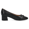 CAPRICE WOMENS 22306 NINA Black Leather Low Heeled Court Shoe