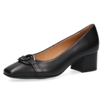 CAPRICE WOMENS 22306 NINA Black Leather Low Heeled Court Shoe