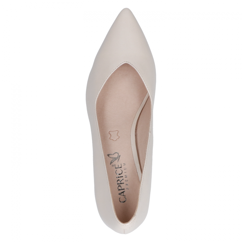 CAPRICE WOMENS 22408/28 434 Cream Pearl Leather Court Shoe