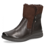 CAPRICE WOMENS 26352 VERA Brown Leather/Sheepskin Combi Ankle Boot