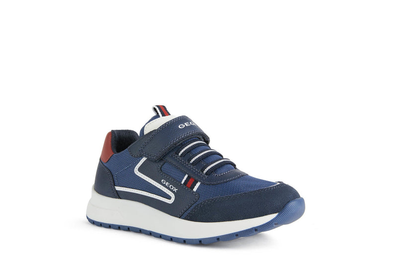 GEOX KIDS J25GMB J BRIEZEE Navy/Red Velcro Trainer