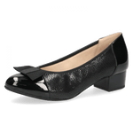 CAPRICE WOMENS 22315/28 019 Black Leather/Patent Combination Court Shoe