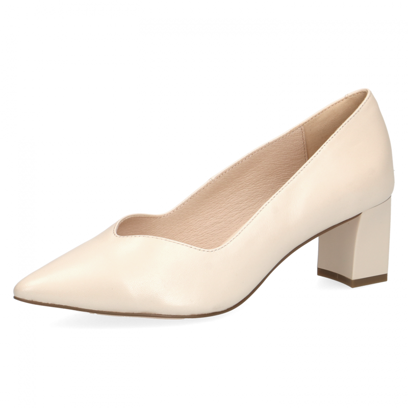 CAPRICE WOMENS 22408/28 434 Cream Pearl Leather Court Shoe