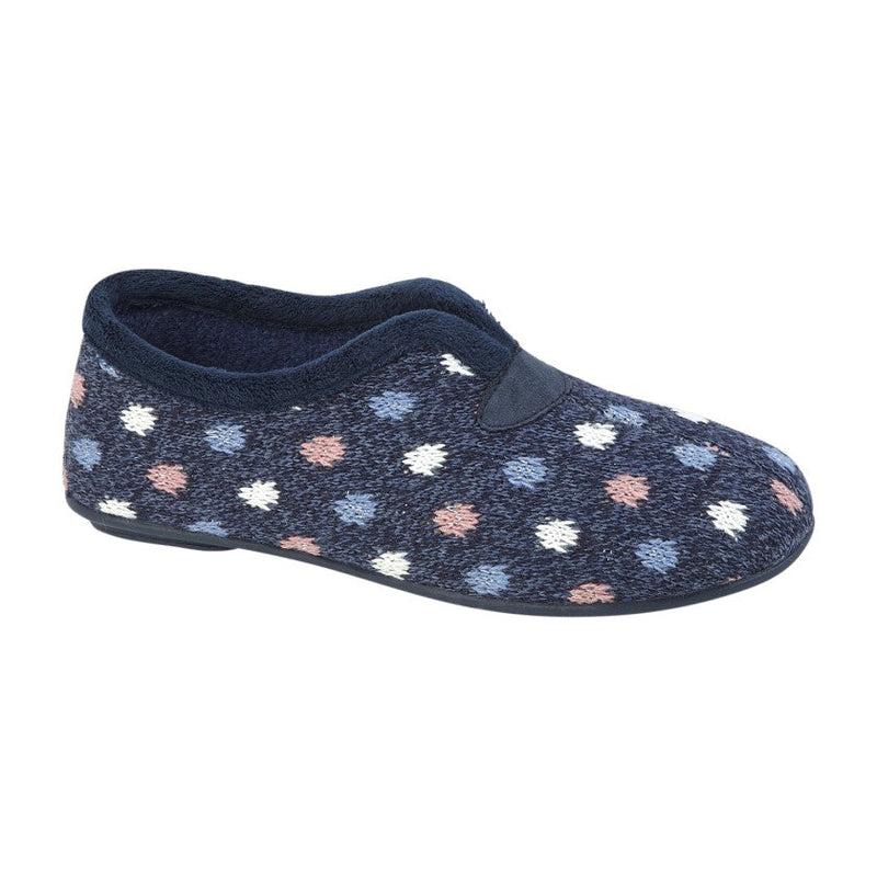 SLEEPERS WOMENS LS864C SEANA Navy/Multi Knitted V Throat Full Slipper