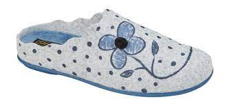 SLEEPERS LS860LF MAISIE Womens Grey/Blue Flower Print Mule Slipper