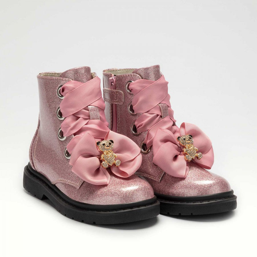 LELLI KELLY KIDS LK4522 FIOR DI FIOCCO Glitter Pink Ankle Boot