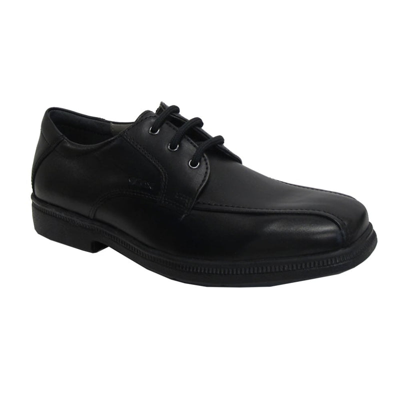 GEOX J52D1H J Federico Black Leather Lace-Up Shoe