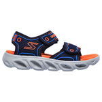 SKECHER KIDS HYPNO SPLASH 90522L/NVOR Navy/Orange Velcro Sandal with Lighted Sole