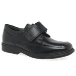 GEOX J54D1A J Federico Black Leather Velcro Fastening Shoe