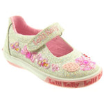 LELLI KELLY LK9080 Glitter Daisy Silver Beaded Canvas Dolly Shoe