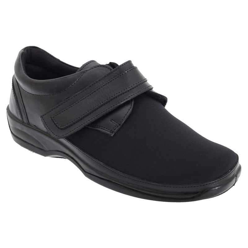 Mod Comfys L042A X Wide Black Touch Fastening stretch comfort Shoe