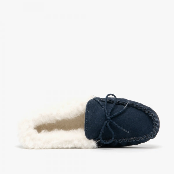 MOKKERS WOMENS LS338NC Navy Suede Moccasin Slipper