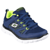 SKECHERS KIDS 95521L/NVYL FLEX ADVANTAGE Boys Trainer Navy/Yellow Size 32