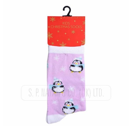 KIDS SOCKS -  COTTON RICH CHRISTMAS DESIGN SOCKS.