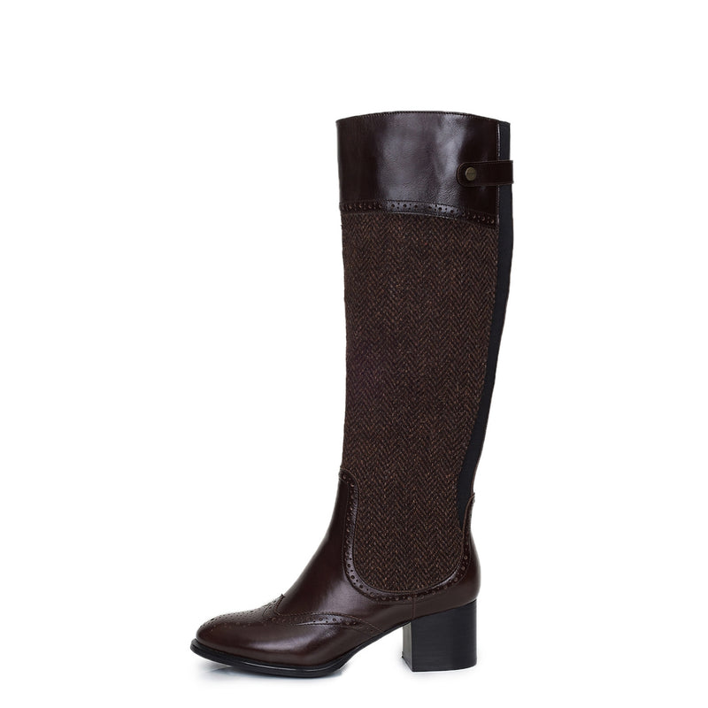 ISLANDER(Snowpaw) 5820/COFHBL The Luskentyre Rider Coffee Harris Tweed/Sheepskin Ladies Long Boot