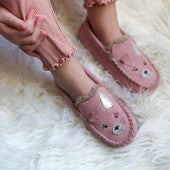 STARTRITE KIDS 9932-6 SNUGGLE Pink Suede Bunny Moccasin Slippers