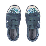 STARTRITE FLOWER Girls Navy Floral/Green Glitter Canvas Shoe ( F Fit )