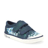 STARTRITE FLOWER Girls Navy Floral/Green Glitter Canvas Shoe ( F Fit )