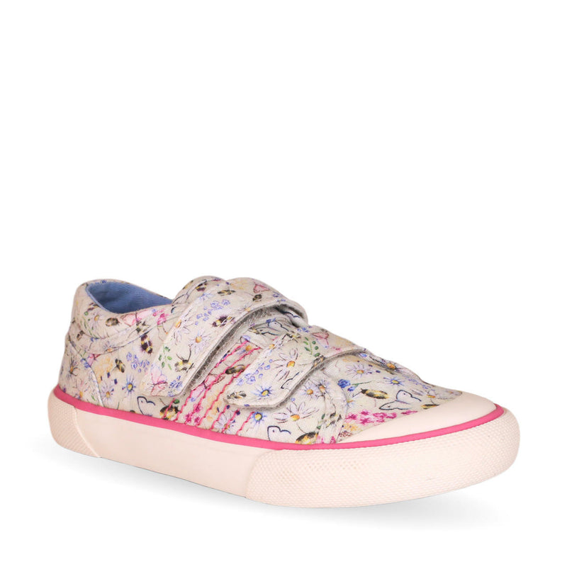 Startrite Meadow 6184-4 Girls Cream Floral Canvas Shoe ( F Fit )