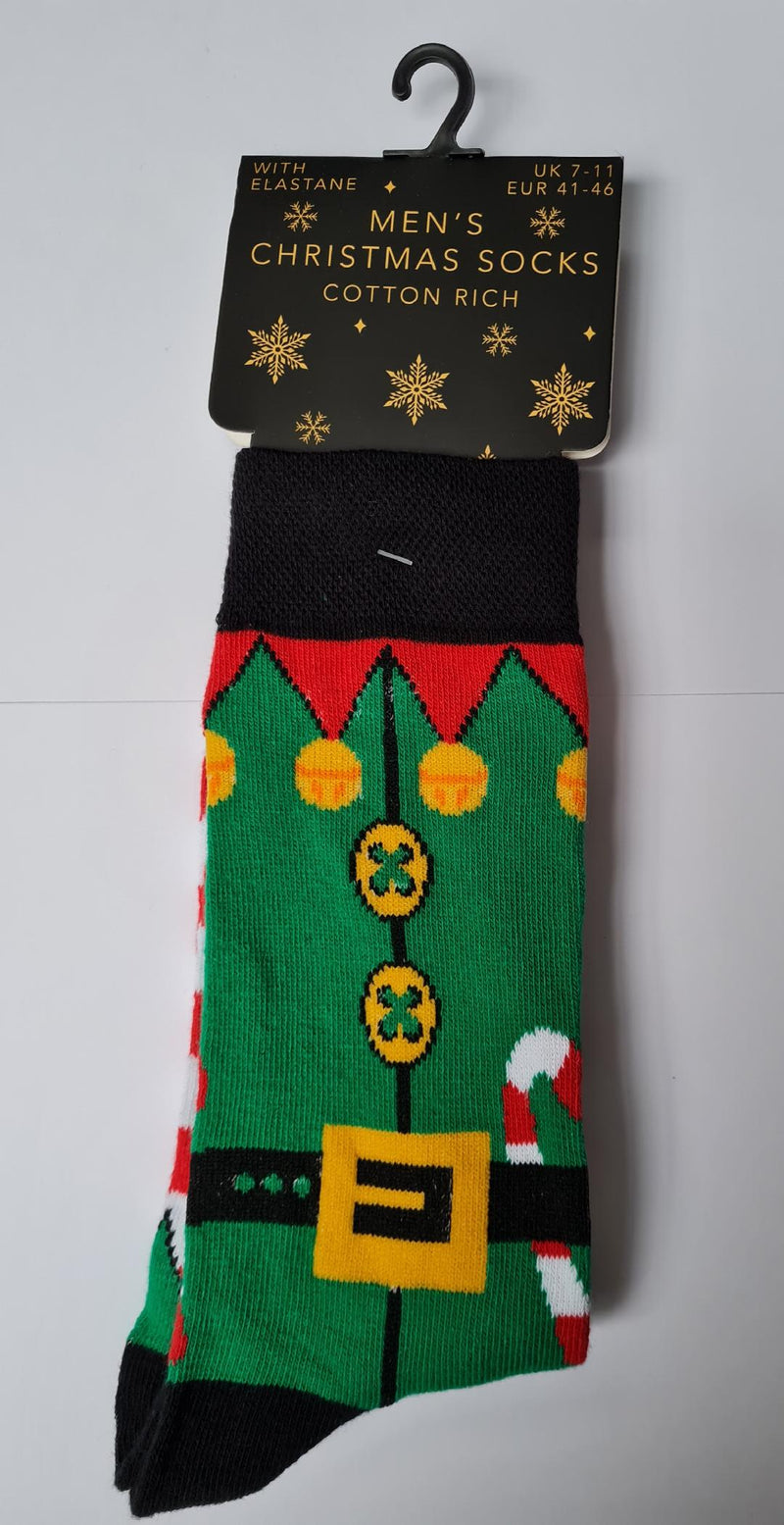 MEN'S SOCKS -  COTTON RICH CHRISTMAS DESIGN SOCKS.