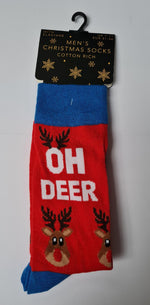 MEN'S SOCKS -  COTTON RICH CHRISTMAS DESIGN SOCKS.